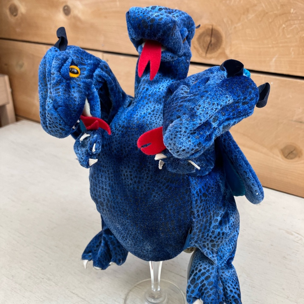 Folkmanis Blue Three-Headed Dragon Stuffed Animal Puppets